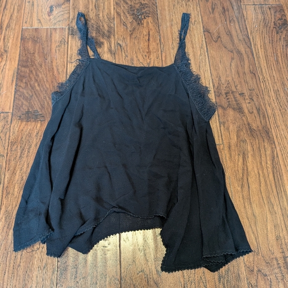 Free People Black Lace Trim Tank Top - Picture 2 of 6